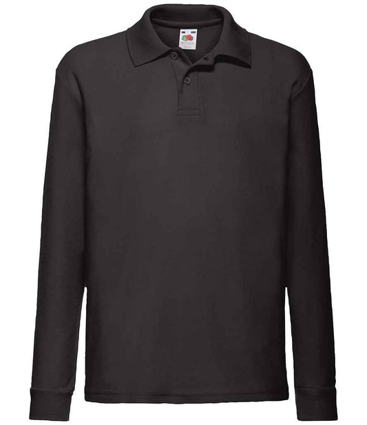 Fruit of the Loom SS45B kids long sleeve polo in Black