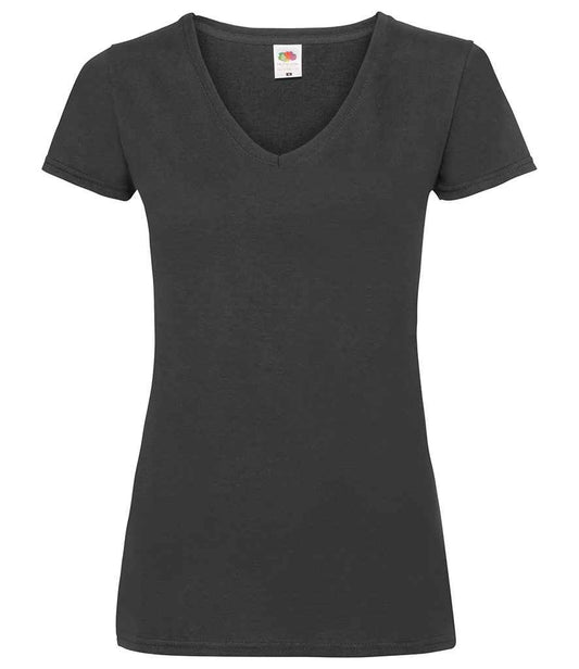 Fruit of the Loom SS702 Lady Fit Value V Neck T-Shirt in Black