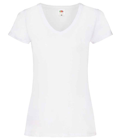 Fruit of the Loom SS702 Lady Fit Value V Neck T-Shirt in White