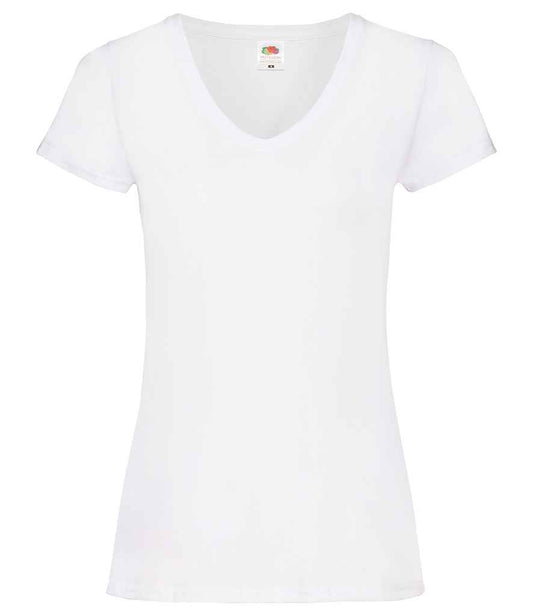 Fruit of the Loom SS702 Lady Fit Value V Neck T-Shirt in White