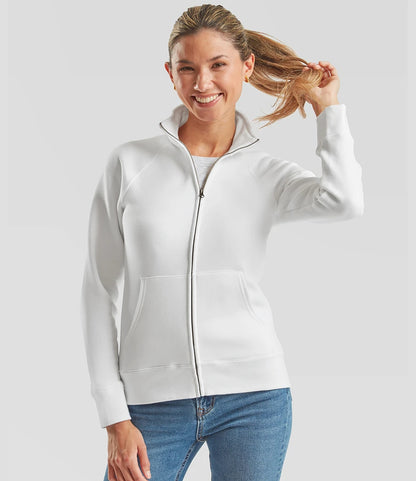 Fruit of the Loom SS79 Fruit of the Loom Premium Lady Fit Sweat Jacket in White