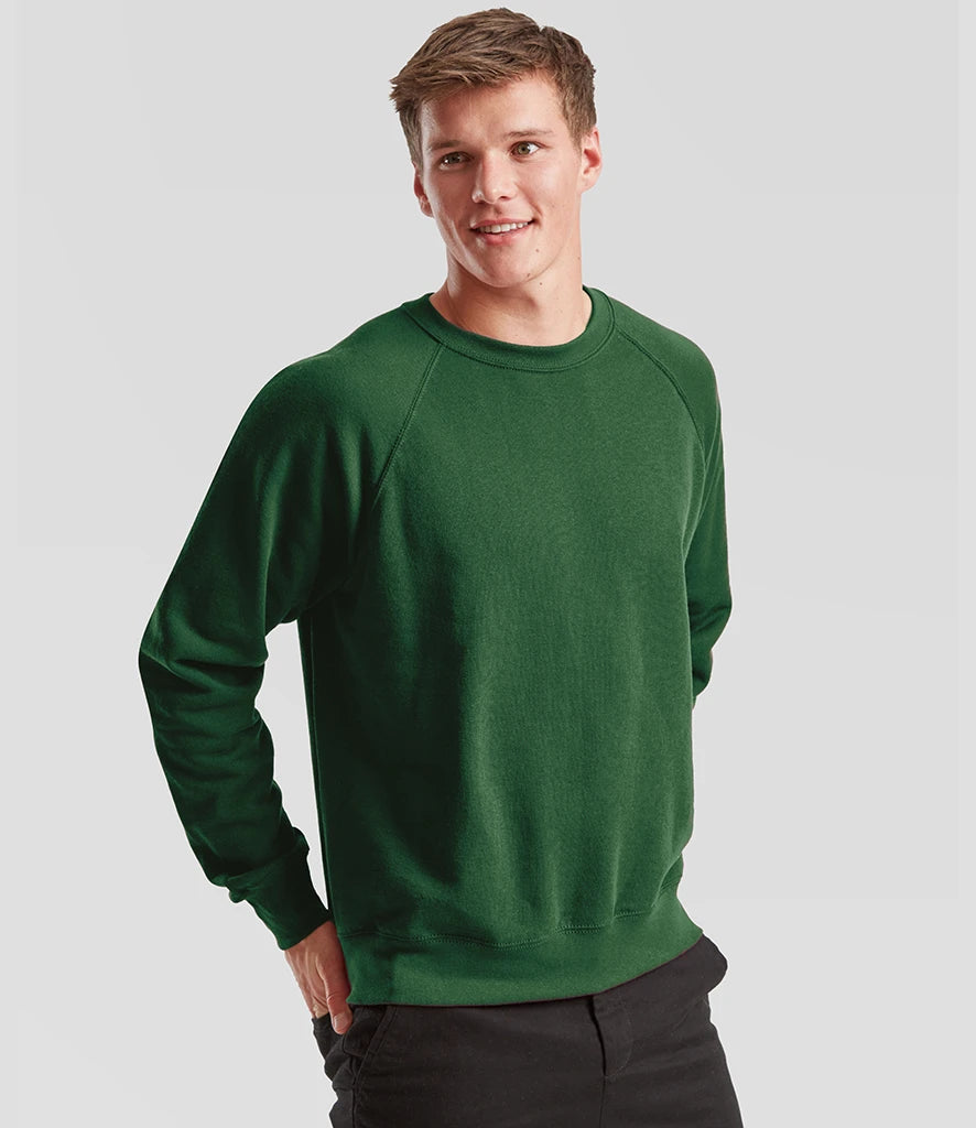 Fruit of the Loom SS8 Fruit of the Loom Classic Raglan Sweatshirt in Bottle Green
