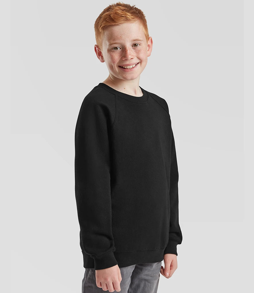 Fruit of the Loom SS8B Fruit of the Loom Kids Classic Raglan Sweatshirt in Black