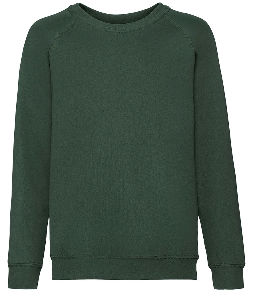 Fruit of the Loom SS8B Fruit of the Loom Kids Classic Raglan Sweatshirt in Bottle Green