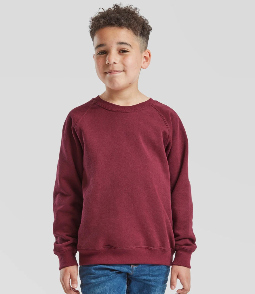 Fruit of the Loom SS8B Fruit of the Loom Kids Classic Raglan Sweatshirt in Burgundy