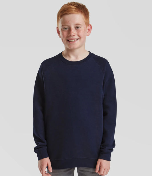 Fruit of the Loom SS8B Fruit of the Loom Kids Classic Raglan Sweatshirt in Deep Navy