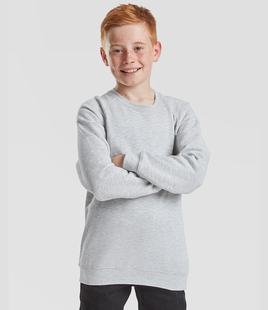 Fruit of the Loom SS8B Fruit of the Loom Kids Classic Raglan Sweatshirt in Heather Grey