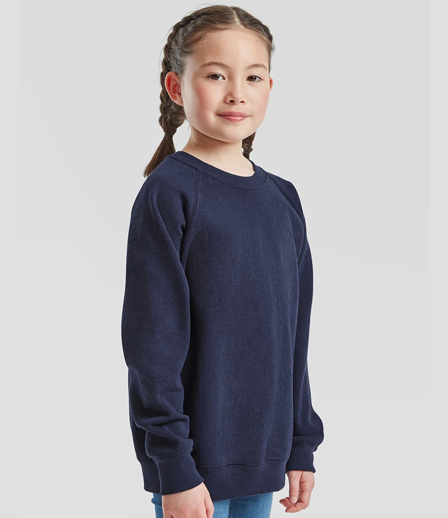 Fruit of the Loom SS8B Fruit of the Loom Kids Classic Raglan Sweatshirt in Navy