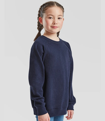 Fruit of the Loom SS8B Fruit of the Loom Kids Classic Raglan Sweatshirt in Navy