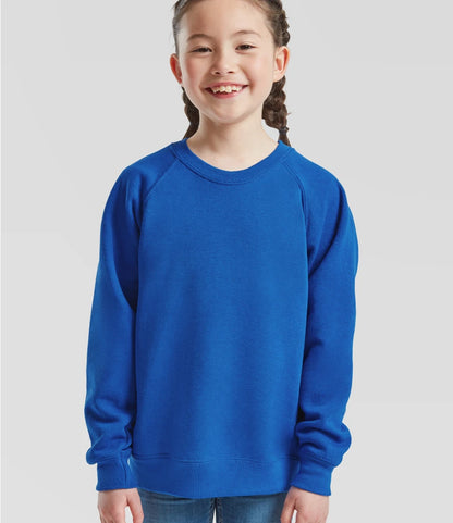 Fruit of the Loom SS8B Fruit of the Loom Kids Classic Raglan Sweatshirt in Royal Blue