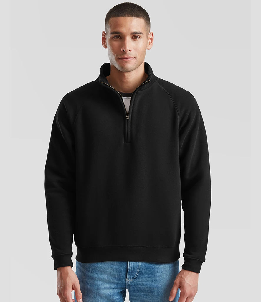 Fruit of the Loom SSE17 Fruit of the Loom Premium Zip Neck Sweatshirt in Black