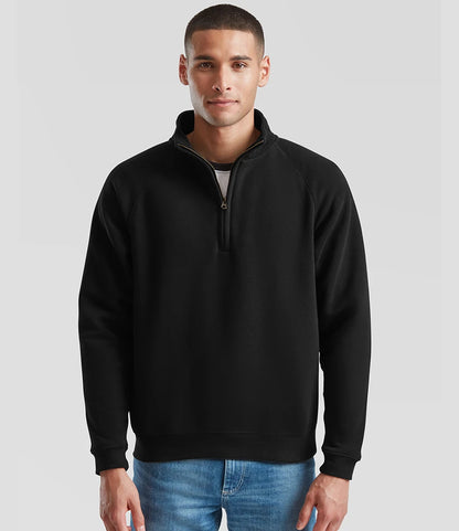 Fruit of the Loom SSE17 Fruit of the Loom Premium Zip Neck Sweatshirt in Black