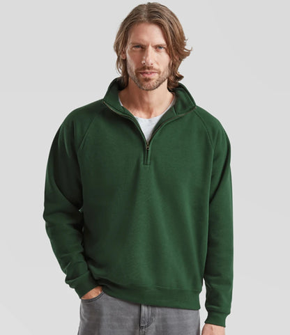 Fruit of the Loom SSE17 Fruit of the Loom Premium Zip Neck Sweatshirt in Bottle Green
