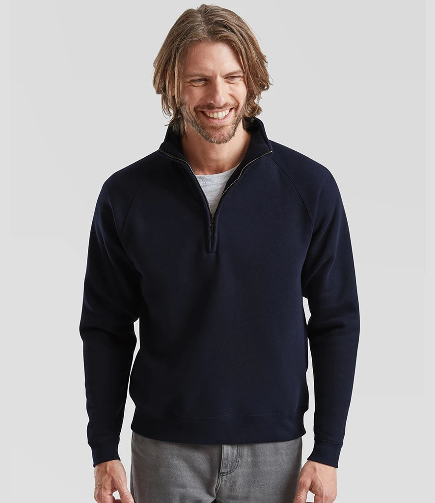 Fruit of the Loom SSE17 Fruit of the Loom Premium Zip Neck Sweatshirt in Deep Navy