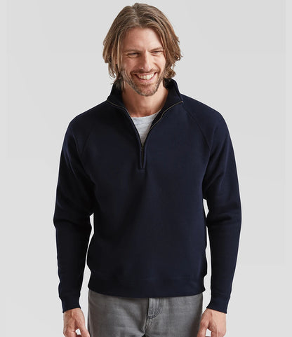 Fruit of the Loom SSE17 Fruit of the Loom Premium Zip Neck Sweatshirt in Deep Navy