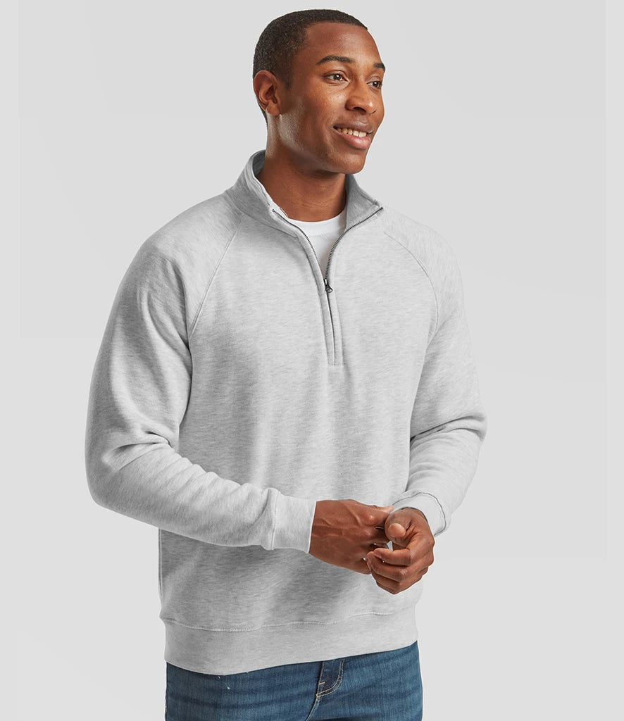 Fruit of the Loom SSE17 Fruit of the Loom Premium Zip Neck Sweatshirt in Heather Grey