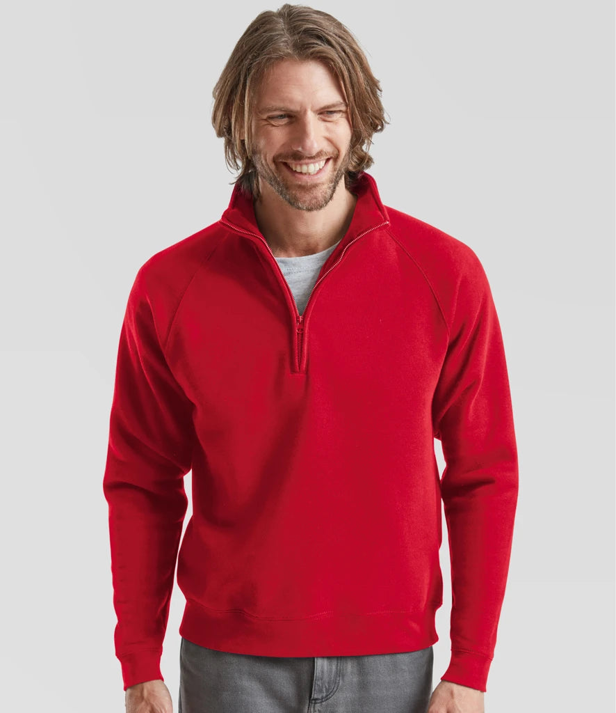 Fruit of the Loom SSE17 Fruit of the Loom Premium Zip Neck Sweatshirt in Red