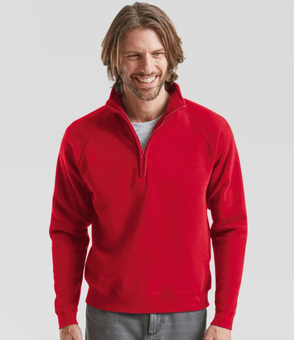 Fruit of the Loom SSE17 Fruit of the Loom Premium Zip Neck Sweatshirt in Red
