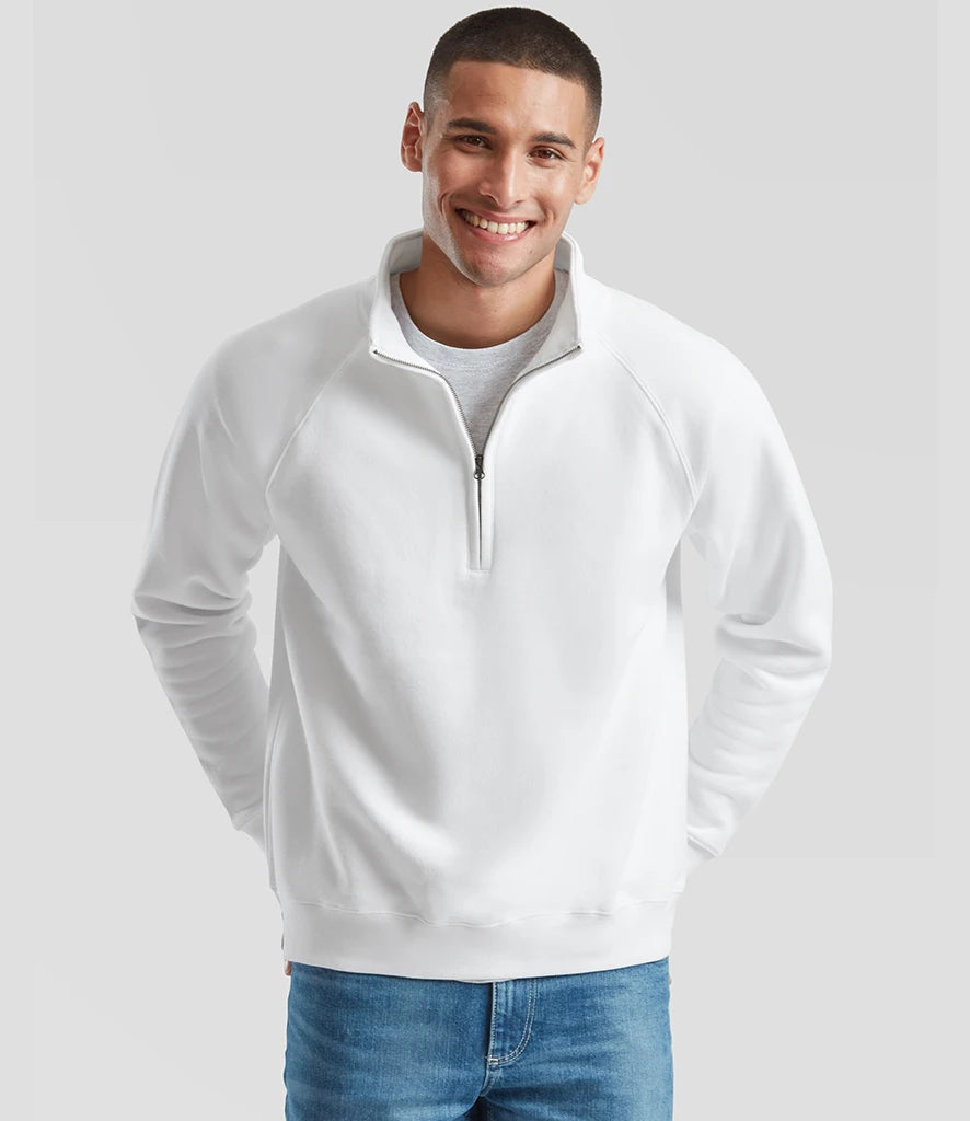 Fruit of the Loom SSE17 Fruit of the Loom Premium Zip Neck Sweatshirt in White