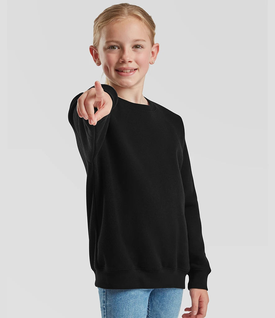 Fruit of the Loom SSE9B Fruit of the Loom Kids Premium Drop Shoulder Sweatshirt in Black