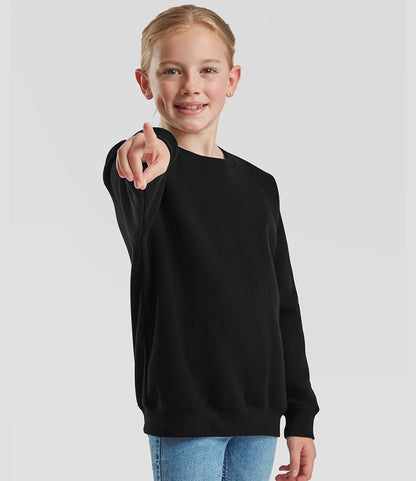 Fruit of the Loom SSE9B Fruit of the Loom Kids Premium Drop Shoulder Sweatshirt in Black