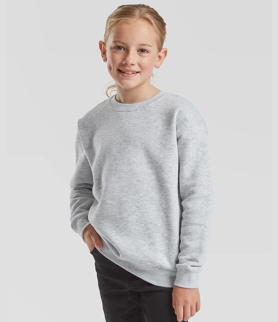 Fruit of the Loom SSE9B Fruit of the Loom Kids Premium Drop Shoulder Sweatshirt in Heather Grey