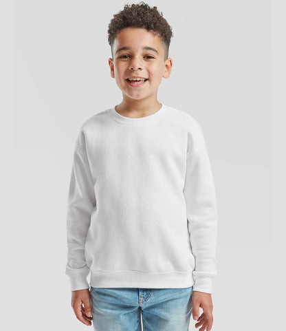 Fruit of the Loom SSE9B Fruit of the Loom Kids Premium Drop Shoulder Sweatshirt in White