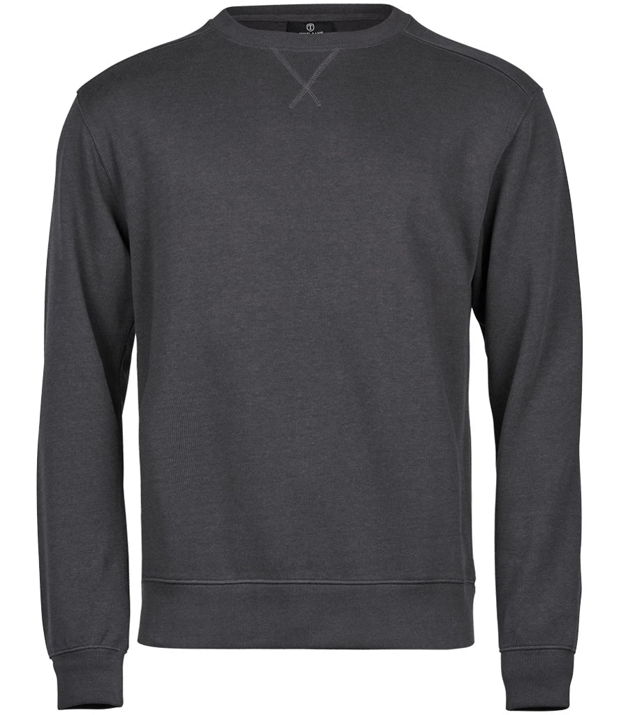 Tee Jays T5504 Tee Jays Ribbed Interlock Crew Neck Sweatshirt in Dark Grey