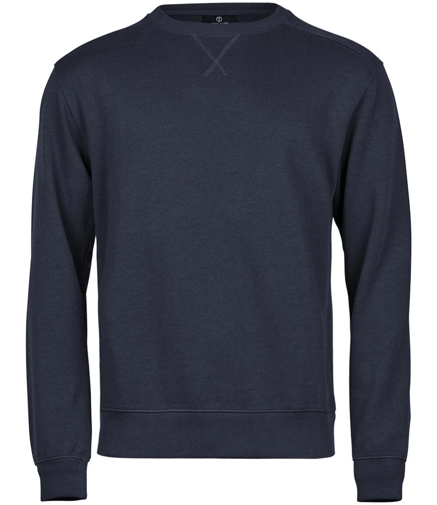 Tee Jays T5504 Tee Jays Ribbed Interlock Crew Neck Sweatshirt in Navy