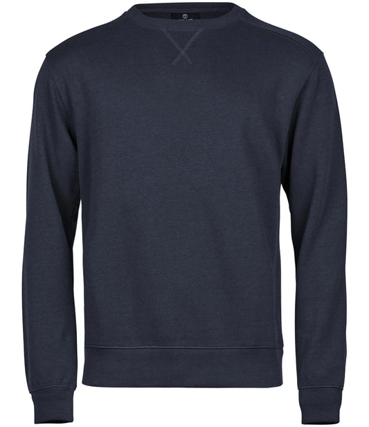 Tee Jays T5504 Tee Jays Ribbed Interlock Crew Neck Sweatshirt in Navy