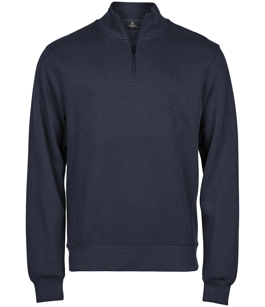 Tee Jays T5506 Tee Jays Ribbed Interlock Half Zip Sweatshirt in Navy