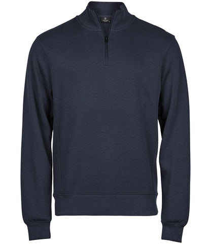 Tee Jays T5506 Tee Jays Ribbed Interlock Half Zip Sweatshirt in Navy