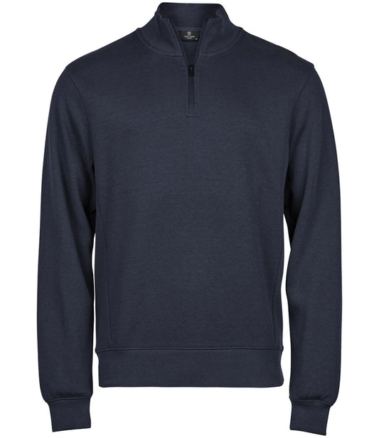 Tee Jays T5506 Tee Jays Ribbed Interlock Half Zip Sweatshirt in Navy