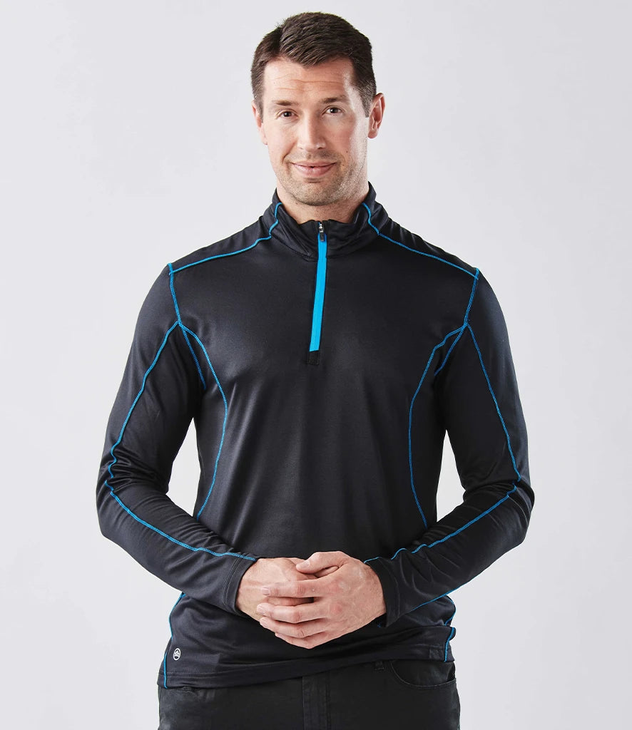 Stormtech TFW1 Stormtech Pulse Fleece Pullover Zip Neck Top in Black/Electric Blue