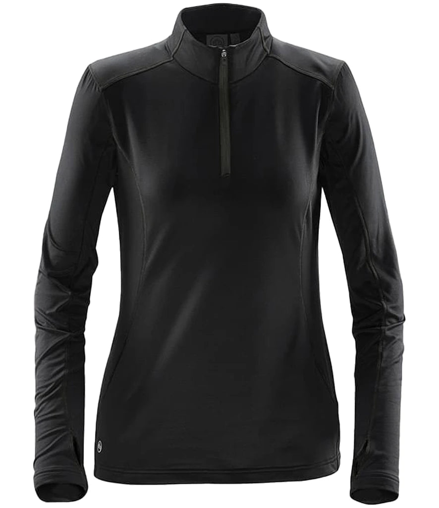 Stormtech TFW1W Stormtech Ladies Pulse Fleece Pullover Zip Neck Top in Black/Carbon