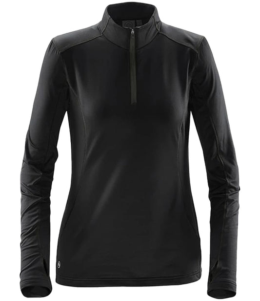 Stormtech TFW1W Stormtech Ladies Pulse Fleece Pullover Zip Neck Top in Black/Carbon