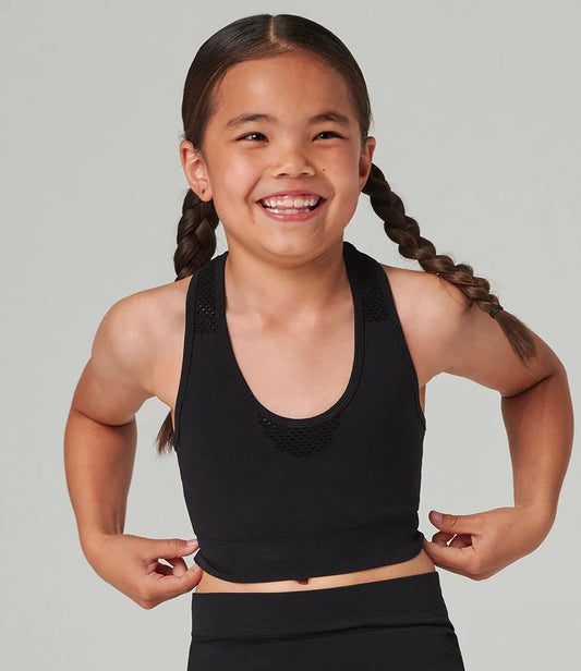 Tombo TL697 Kids Seamless Crop Top in Black