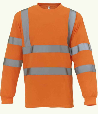Yoko YK012 Hi-Vis Long Sleeve T-Shirt in Orange