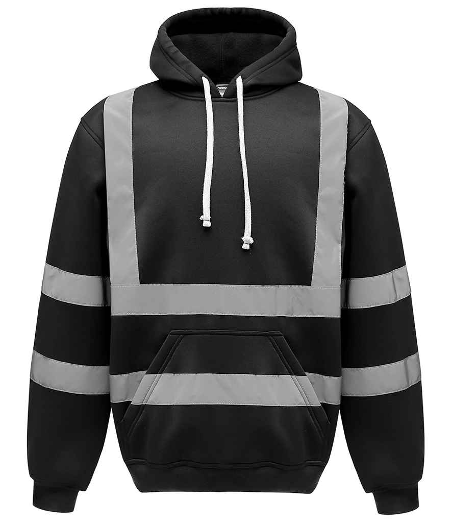Yoko YK031 Hi-Vis Pull Over Hoodie in Black
